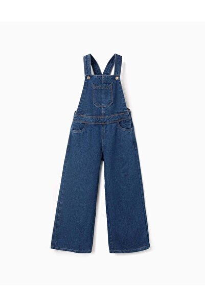 Ziddy أفرول جينز قطني واسع الساقين للبنات، أزرق