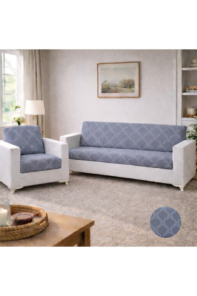 Akbal Home Gofre Kumaş 2Adet 3 Kişilik + 2Adet Tek Kişilik Koltuk Örtüsü Last...