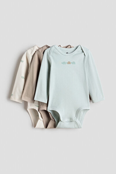 H&M 3’lü Baskılı Jarse Body