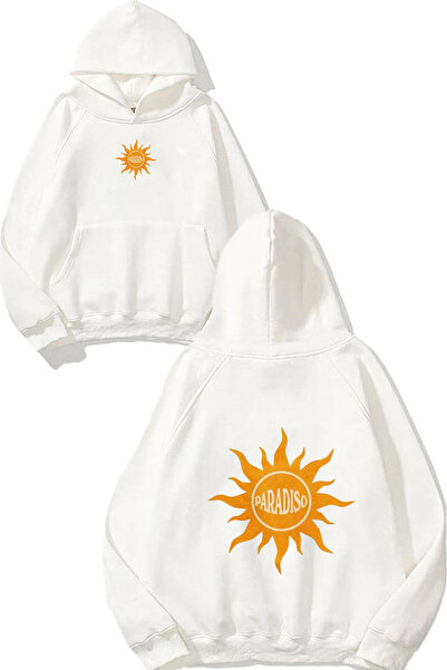 urbvn سويت شيرت باراديسو ديزاين أبيض كبير الحجم مطبوع عليه تصميم باراديسو