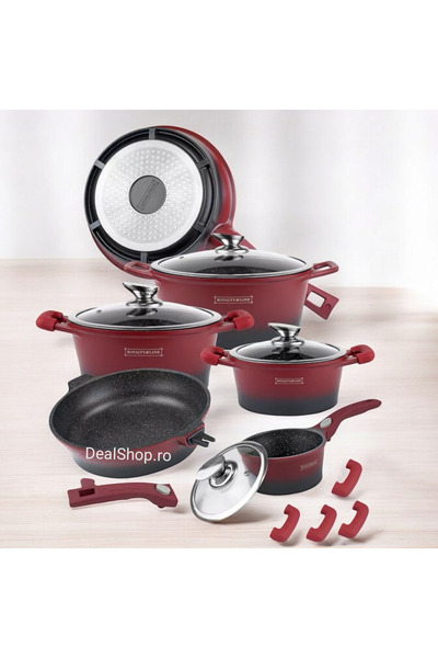 dealshopromania Royalty Line Premium Luxury 14-Piece Marble Coating Saucepan ...