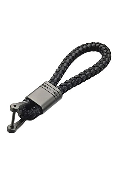 OEM Metal Keychain with Braided Black Leather for Car Key