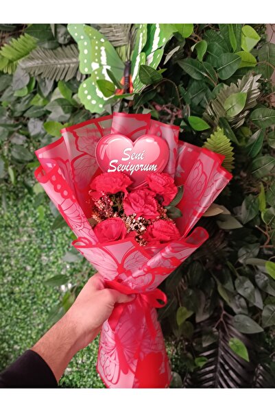 Black Rose Seni Seviyorum Yazılı Kalpli Kırmızı Buket – Özel Gün Hediyesi