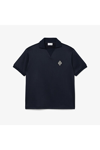 Lacoste Loose Fit Badge Accent Fleece Polo Shirt - DH1208-00-350