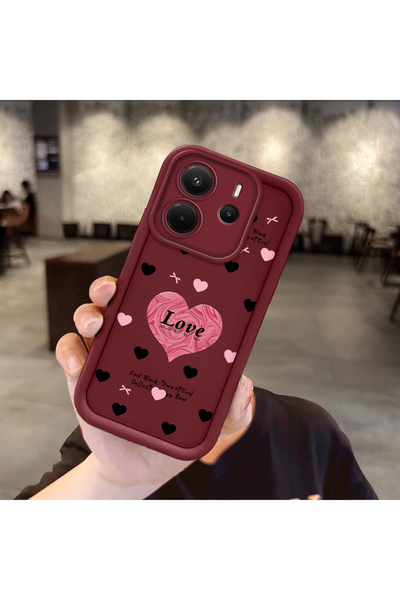 Hontinga Simple Maroon Silicone Phone Case Heart Shockproof Compatible with R...
