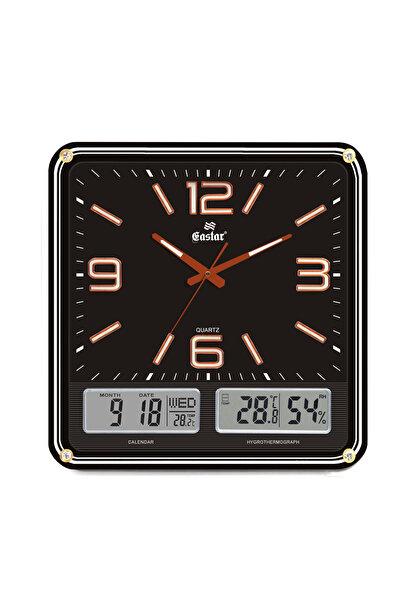 Eastar A593YG B Bizote Camlı Fosforlu Sessiz Duvar Saati