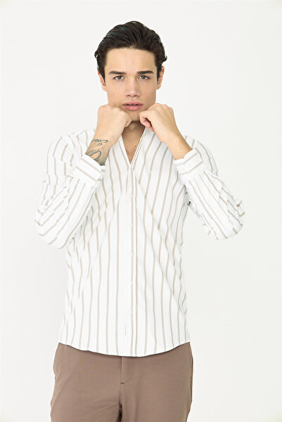White Stone Coffee Striped Shirt