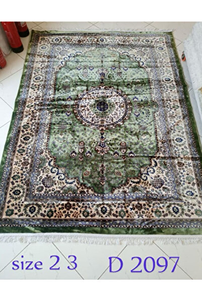 Gerenic سجادة كشميرية يدوية من الحرير الصناعي مع القطن، مقاس 2x3 متر.