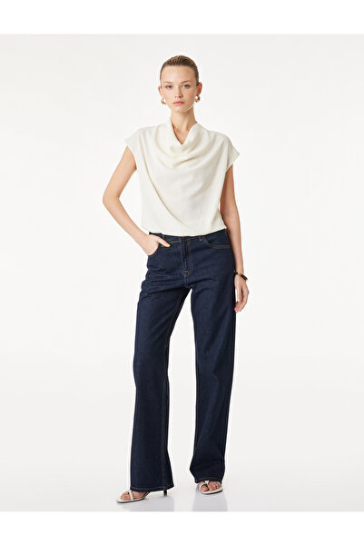 Koton Aerobin Fabric Draped Collar Sleeveless Blouse