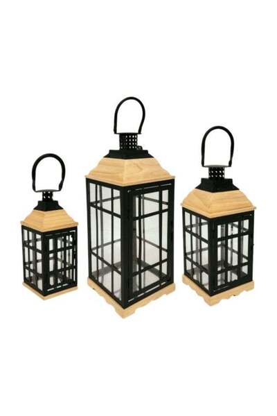 AZOZ MERCHLY مجموعة فوانيس رمضانية أنيقة مكونة من 3 قطع