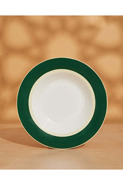 REDTAG White And Green Soup Plate