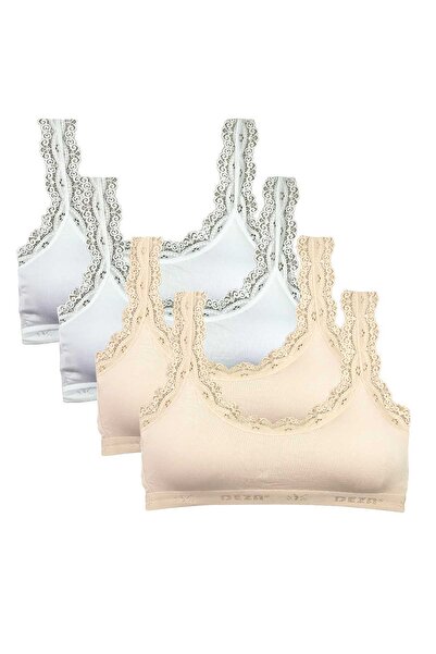 Mestore 4 Pieces Lace Embroidery Embroidered Pads Bamboo Women's Bustier Whit...
