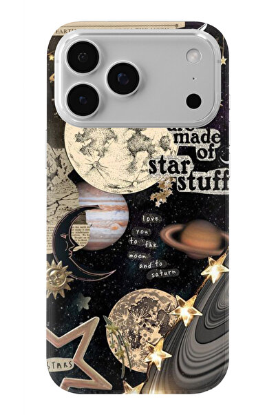 Multitronic حافظة شفافة مطبوعة بتصميم القمر والكوكب زحل متوافقة مع هاتف iPhon...