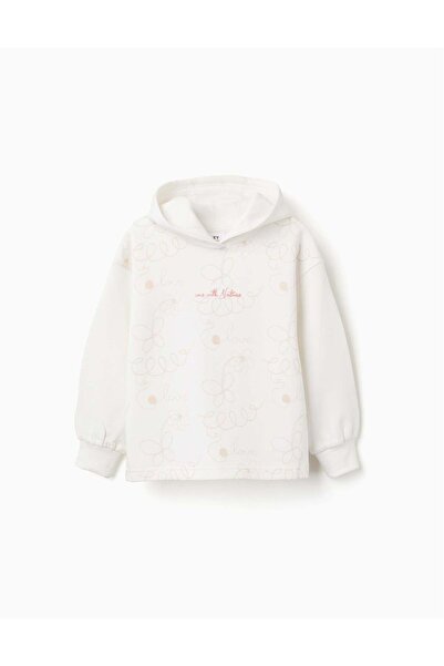 Ziddy Hooded Brushed Sweatshirt for Girls 'Nature', White