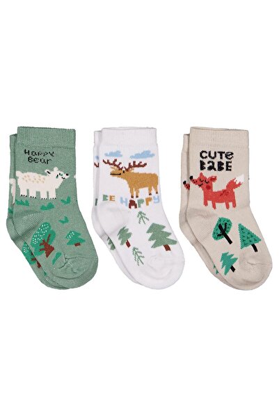 Civil Baby Jungle 3'lü 6-18 Ay Bebek Erkek Çorap Set - Standart 12 Ay