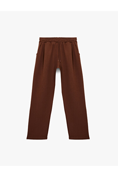 Koton Wide Leg Oversized Sweatpants with Tie-Up Waist and Pockets