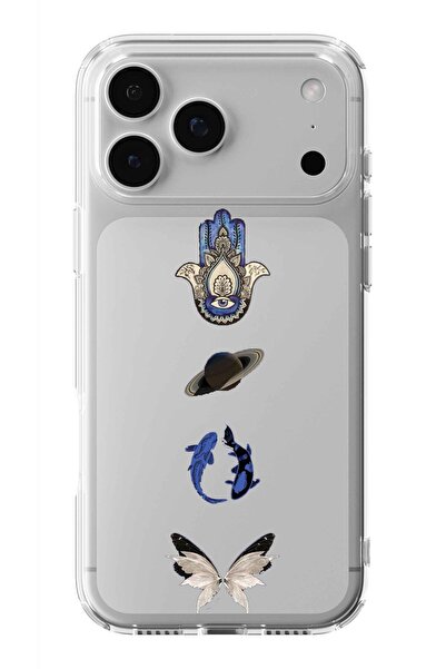 Multitronic حافظة شفافة مطبوعة بتصميم ميريم هاند متوافقة مع آيفون 17 برو