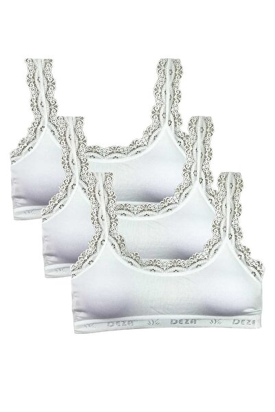 Mestore 3 Pieces Lace Embroidery Embroidered Padded Bamboo Women's Bustier White