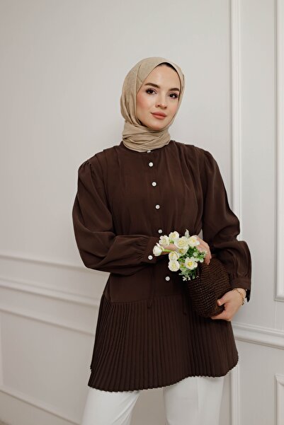 MOONSC Women's Skirt with Pleats and Waist Tie, Hijab Shirt
