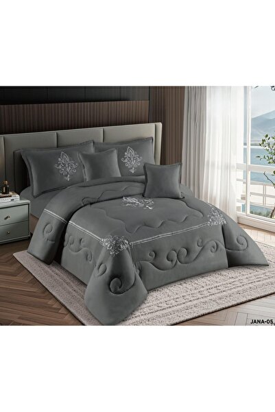 Mira طقم لحاف مفرش سرير نفرين بتصميم مطرز ليمنحك الجمال والاناقة لديكور غلافت...