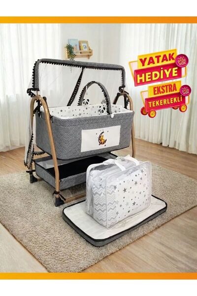 modabebekler Sallanır Sabitlenir Anne Yanı Bebek Beşik Cibinlikli Uyku Seti D...