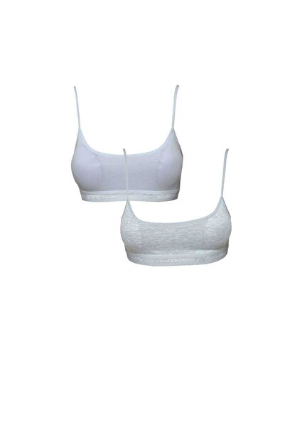 Mestore White and Gray Bustier with Pad and Rope Strap, 2 Pieces