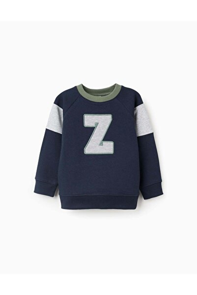 Ziddy Brushed Sweatshirt with 'Z' Embroidery for Boys, Dark Blue/Green/Grey