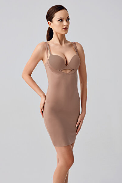 Kompedan Women's Body Shaping Strap Dress Corset |   Cappuccino 9220-A