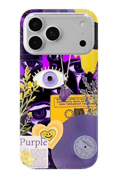 Multitronic حافظة شفافة مطبوعة بتصميم أرجواني متوافقة مع هاتف iPhone 17 Pro Max