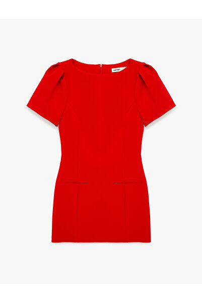 Koton Bisiklet Yaka Kısa Balon Kollu Mini Elbise
