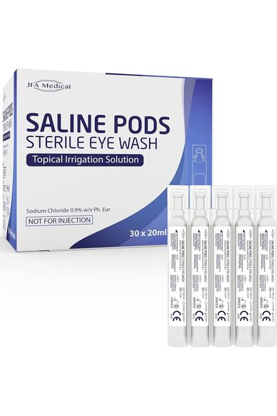 JFA Medical محلول ملحي معقم لغسل العين والجروح، عبوة من 30 مل، 20 مل
