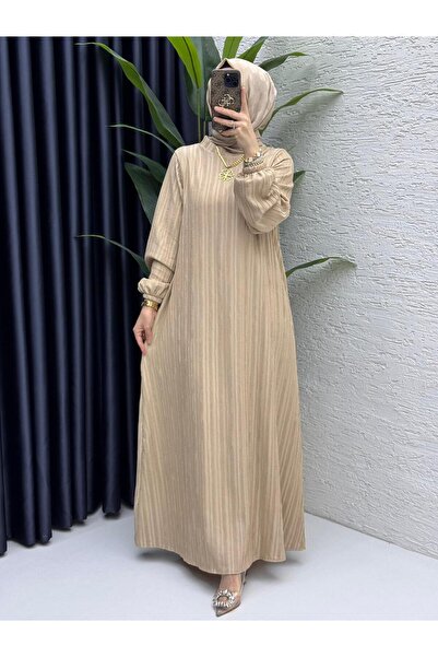 ZENA BY ÇETİN LEVENT Piliseli Salaş Kesim Tesettür Elbise Günlük ve Şık Uzun ...