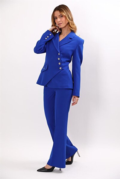 ÖNDER ÖZSOY Men's Collared Asymmetrical Double-Breasted Jacket & Pocketed Spa...