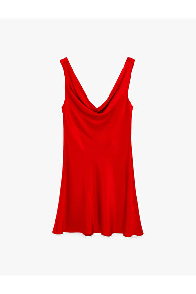 Koton Sleeveless Degaje Collar Satin Mini Dress