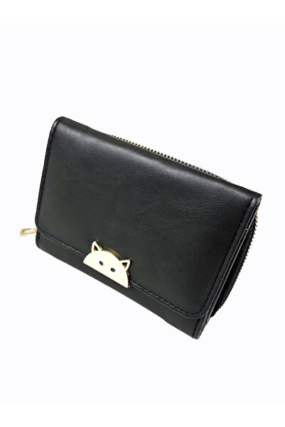 OLLBAG 1026 Black Snap Fastener Card Holder Wallet – Women's Handbag