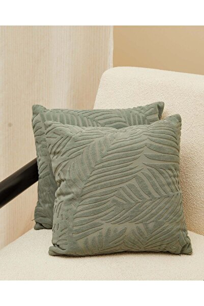 REDTAG Green Jacquard Cushion (Set of 2)