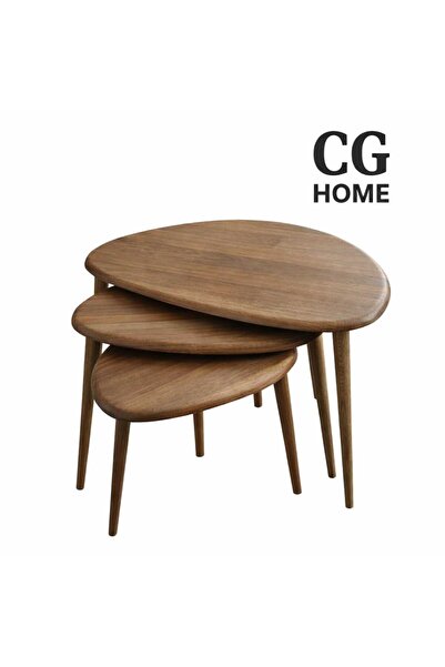 CG HOME Damla Model İskandinav Masif Kayın 3’lü Zigon Sehpa | Doğal Kayın Pan...