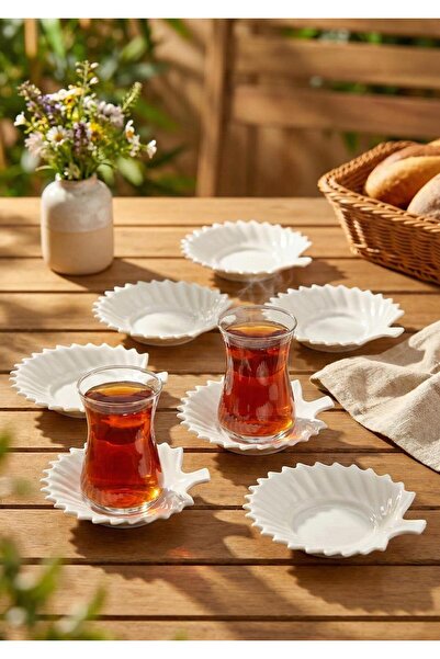 HomeTarz Oyster Tea Plate Set - 6 Pieces, 11 cm