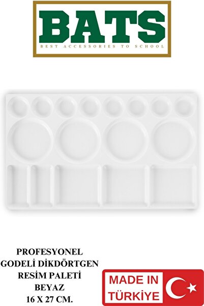 BATS ПРОФЕСІЙНА ПАЛІТРА ДЛЯ МАЛЮВАННЯ, ПРЯМОКУТНА, БІЛА, 16 X 27 СМ.