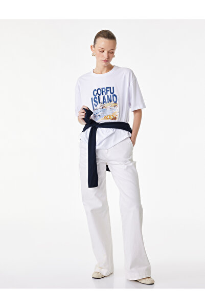 Koton Pamuk lu Majica kratkih rukava Štampano okrugla kragna Štampano