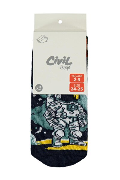 Civil Boys Need More Space 3-Pack Men's Booties Socks for 2-12 Years Old - St...