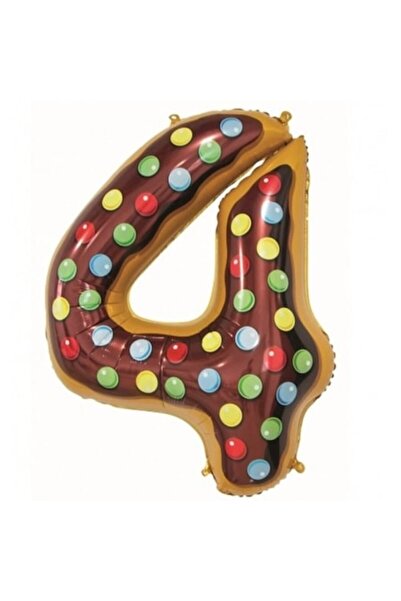 Avaleea Balon folie metalică, număr 4, imprimeu bomboane, temă ziua de naștere