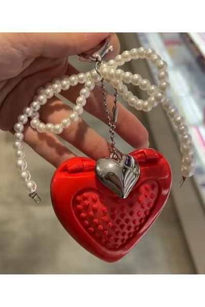 eklips Katlanır Aynalı Saç Tarağı-Kırmızı (Sevgiler gününe özel)