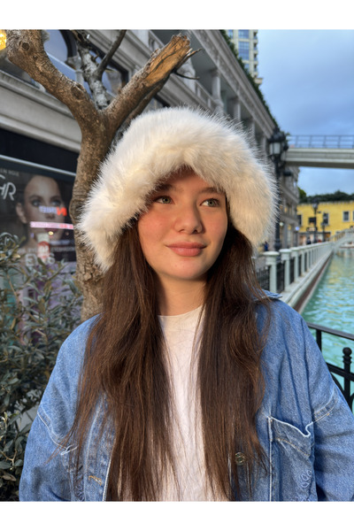 Mollycrush Pălărie albă din blană de pluș pentru adolescenți |   Tendințe pre...