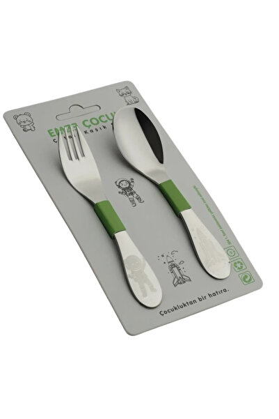 Anka طقم إمزي مكون من 2 شوكة طعام وملعقة بتصميم رائد فضاء