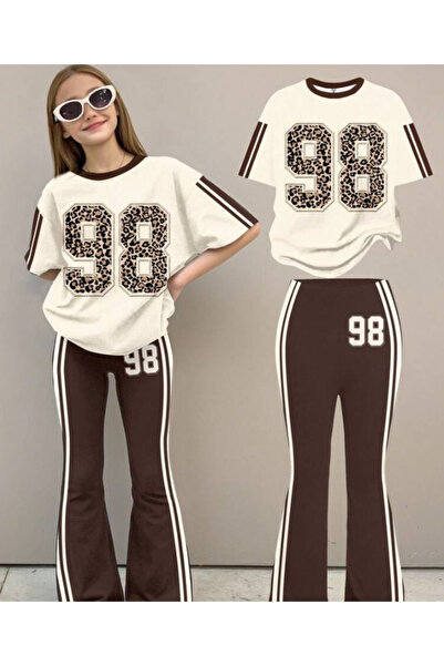 Keywest Children's Leopard 98 Printed T-Shirt Spanish Leggings Set