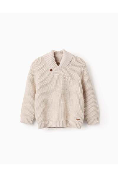 Ziddy Knitted Jumper with Shawl Collar for Baby Boys 'B&S', Beige