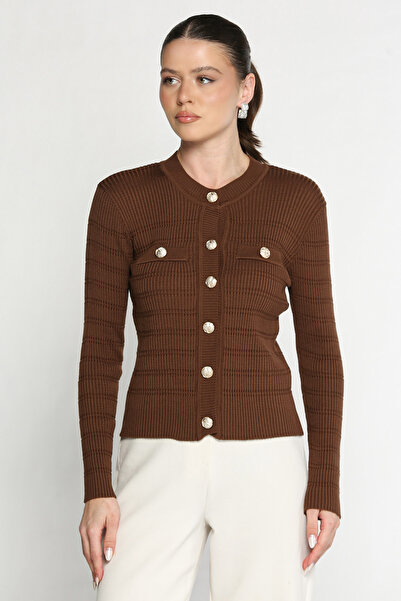 azragül giyim كارديجان تريكو مزين بأزرار وياقة دائرية