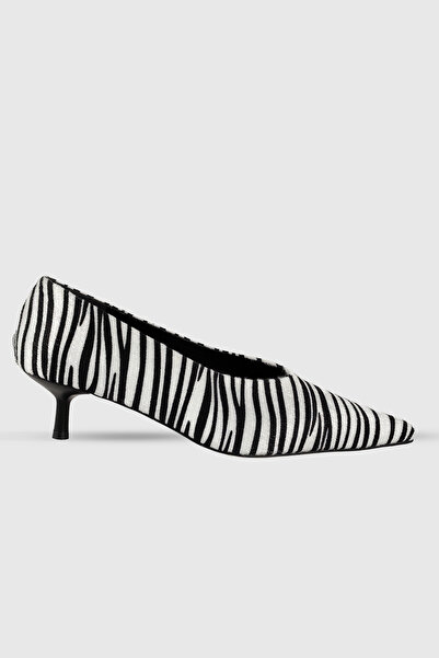 Modezya Clara black and white patterned pointed toe women's stiletto