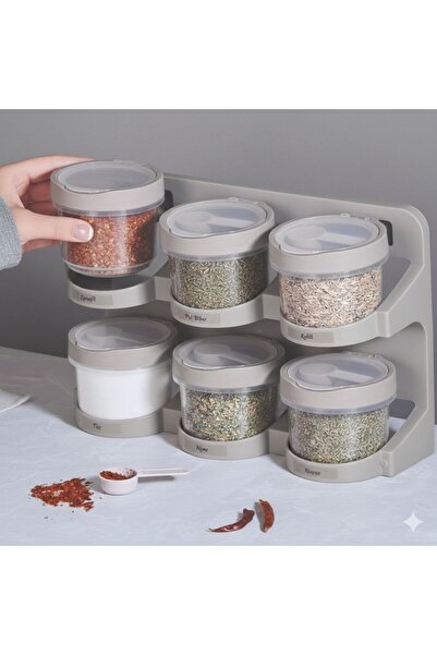 HOLLYHOME 6-Piece Spice Rack Set with Stand – Measuring Spoons Included, Bpa ...